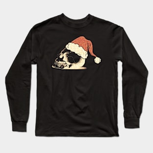 Christmas Skull With Xmas Hat Long Sleeve T-Shirt